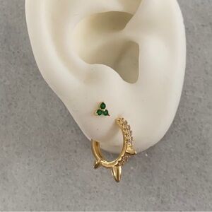 COPY - Gold Crystal Pave Spike Hoop Huggie Earrings Brand New